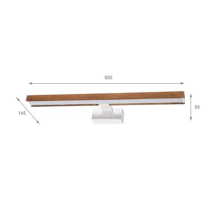 Brilagi - WOODY MIRROR 3-in-1 LED Bathroom Mirror Light LED/12W/230V 60 cm IP44 White / Oak-Cherry