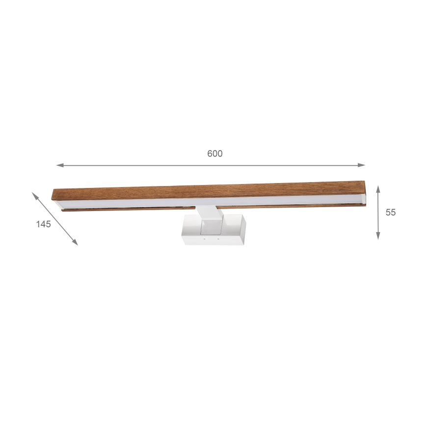 Brilagi - WOODY MIRROR 3-in-1 LED Bathroom Mirror Light LED/12W/230V 60 cm IP44 White / Oak-Cherry