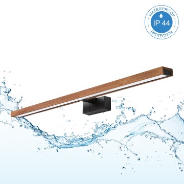 Brilagi - LED Bathroom Mirror Light 3-in-1 WOODY MIRROR LED/15W/230V 80 cm IP44 black/cherry oak