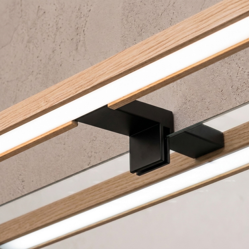 Brilagi - WOODY MIRROR 3-in-1 LED Bathroom Mirror Light 8W/230V IP44 Black/Oak