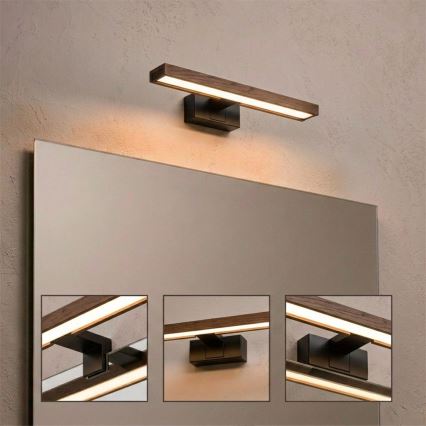Brilagi - WOODY MIRROR 3-in-1 LED Bathroom Mirror Light LED/8W/230V 40 cm IP44 black/oak walnut