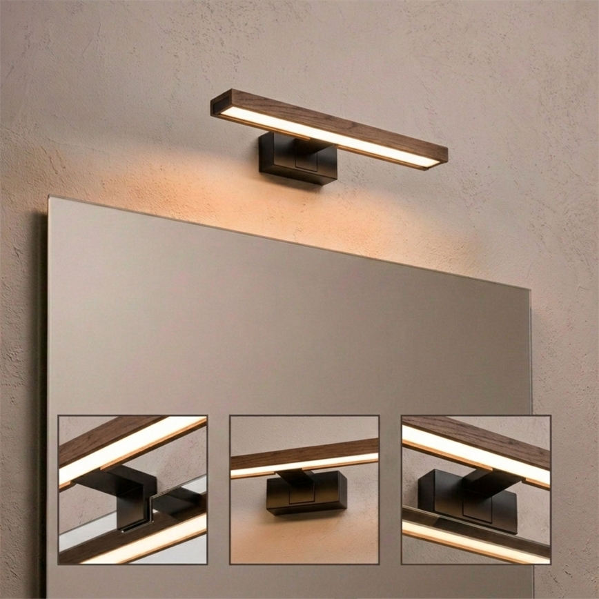 Brilagi - WOODY MIRROR 3-in-1 LED Bathroom Mirror Light LED/8W/230V 40 cm IP44 black/oak walnut