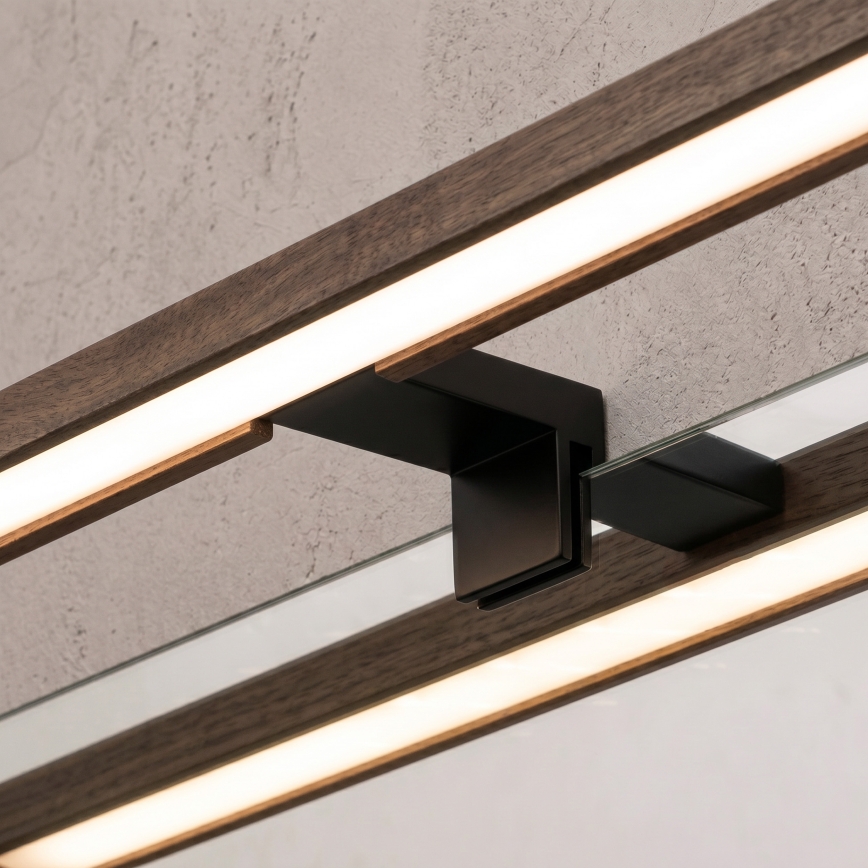 Brilagi - WOODY MIRROR 3-in-1 LED Bathroom Mirror Light LED/8W/230V 40 cm IP44 black/oak walnut