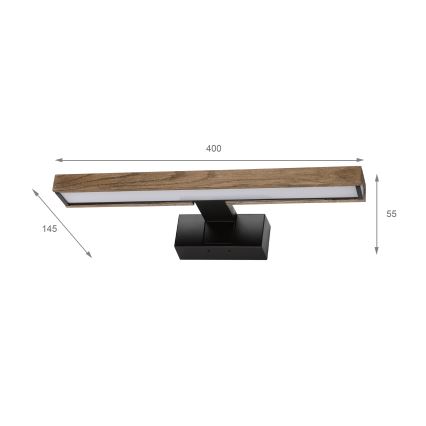 Brilagi - WOODY MIRROR 3-in-1 LED Bathroom Mirror Light LED/8W/230V 40 cm IP44 black/oak walnut