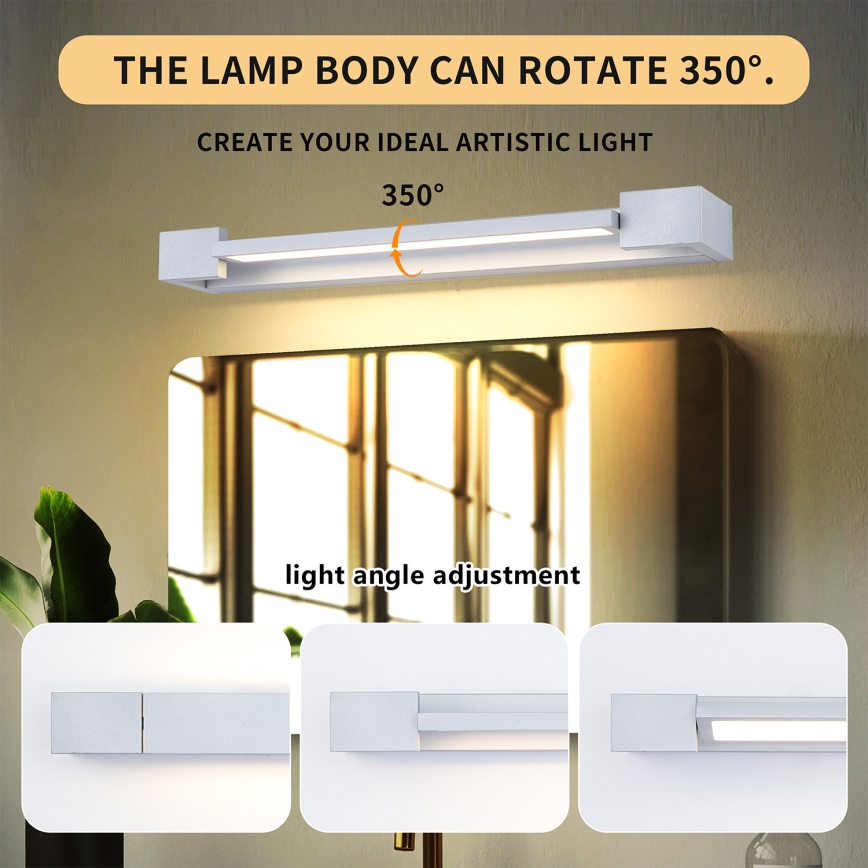 Brilagi - AQUA LINE LED Bathroom Mirror Light, 12W/230V, 45 cm, IP44, Matte Chrome, CRI 90