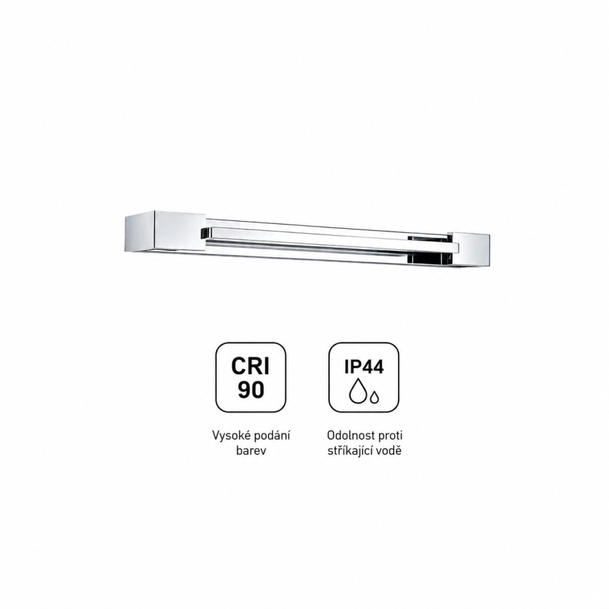 BRILAGI - AQUA LINE LED Bathroom Mirror Light, 12W/230V, 45 cm, IP44, Polished Chrome, CRI 90