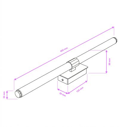 Brilagi - DIANA LED Bathroom Mirror Light, 10W/230V, 60 cm, IP44, Black