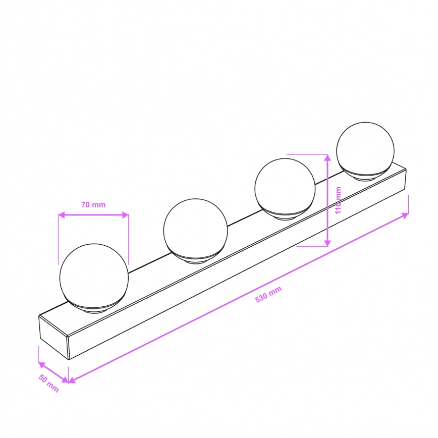 Brilagi - LED Bathroom Mirror Light HOLLYWOOD 4xLED/3W/230V 53 cm IP44 Polished Chrome