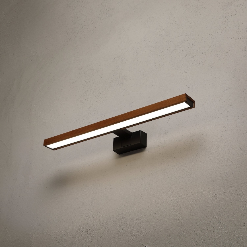 Brilagi - WOODY MIRROR 3-in-1 LED Bathroom Mirror Light LED/12W/230V 60 cm IP44 Black/Cherry Oak