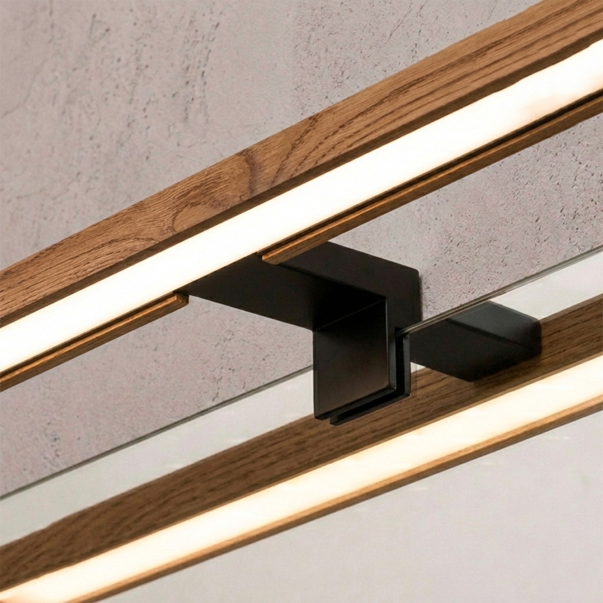 Brilagi - WOODY MIRROR 3-in-1 LED Bathroom Mirror Light LED/12W/230V 60 cm IP44 Black/Cherry Oak