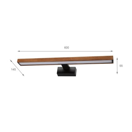 Brilagi - WOODY MIRROR 3-in-1 LED Bathroom Mirror Light LED/12W/230V 60 cm IP44 Black/Cherry Oak