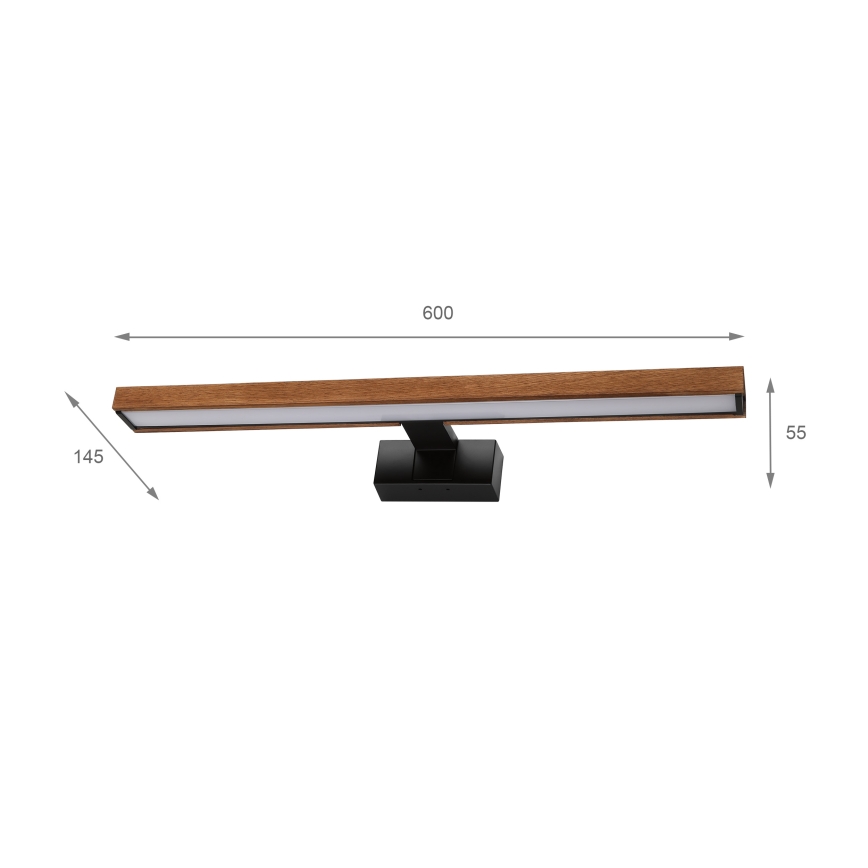 Brilagi - WOODY MIRROR 3-in-1 LED Bathroom Mirror Light LED/12W/230V 60 cm IP44 Black/Cherry Oak