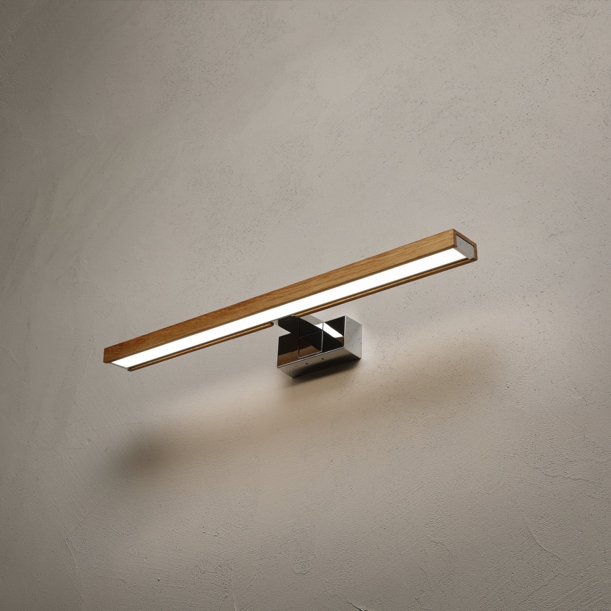 Brilagi - LED Bathroom Mirror Light WOODY MIRROR 3-in-1 LED/12W/230V 60 cm IP44 Polished Chrome/Oak