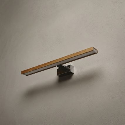 Brilagi - LED Bathroom Mirror Light WOODY MIRROR 3-in-1 LED/12W/230V 60 cm IP44 Polished Chrome/Oak
