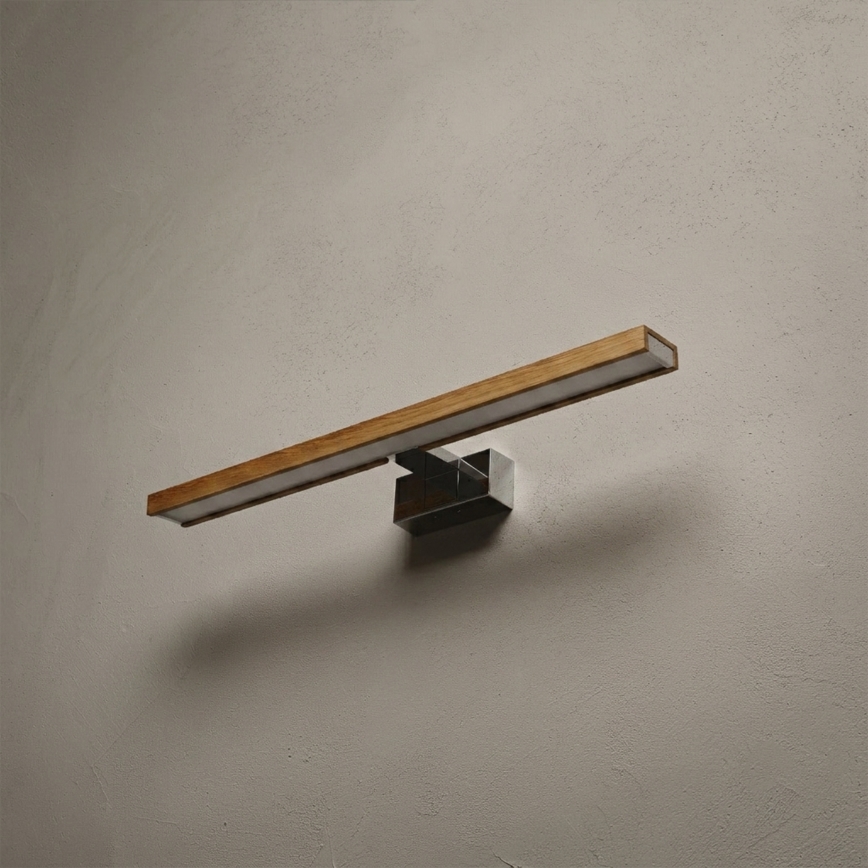 Brilagi - LED Bathroom Mirror Light WOODY MIRROR 3-in-1 LED/12W/230V 60 cm IP44 Polished Chrome/Oak