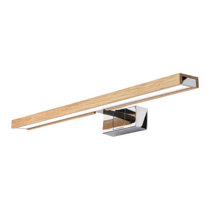 Brilagi - LED Bathroom Mirror Light WOODY MIRROR 3-in-1 LED/12W/230V 60 cm IP44 Polished Chrome/Oak