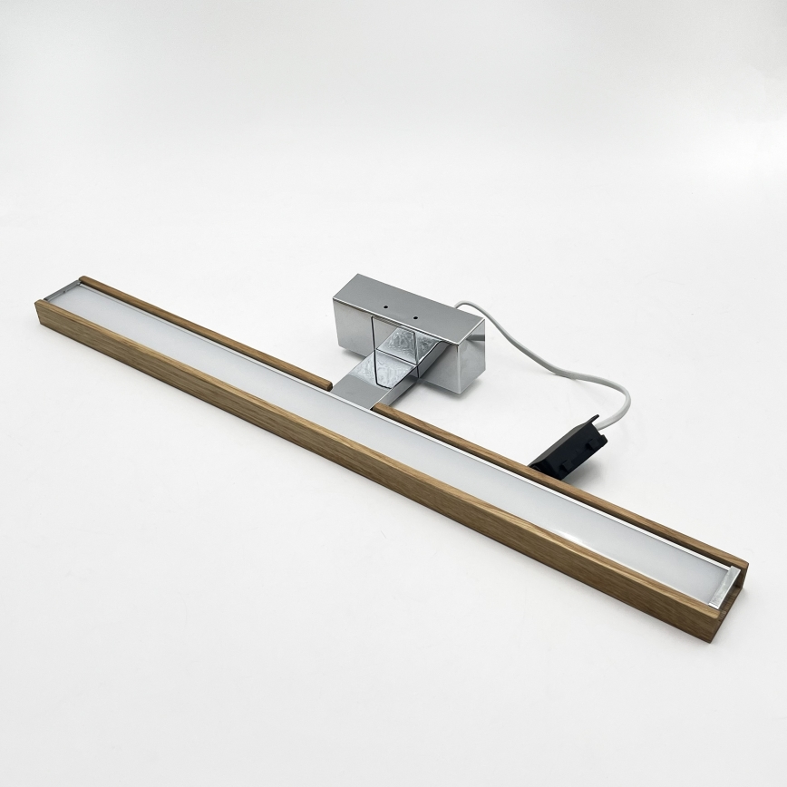 Brilagi - LED Bathroom Mirror Light WOODY MIRROR 3-in-1 LED/12W/230V 60 cm IP44 Polished Chrome/Oak