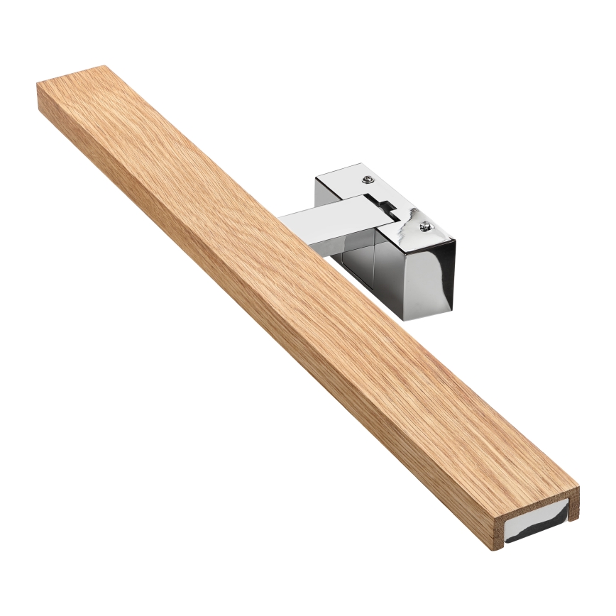 Brilagi - LED Bathroom Mirror Light WOODY MIRROR 3-in-1 LED/12W/230V 60 cm IP44 Polished Chrome/Oak