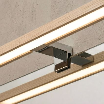 Brilagi - LED Bathroom Mirror Light WOODY MIRROR 3-in-1 LED/12W/230V 60 cm IP44 Polished Chrome/Oak