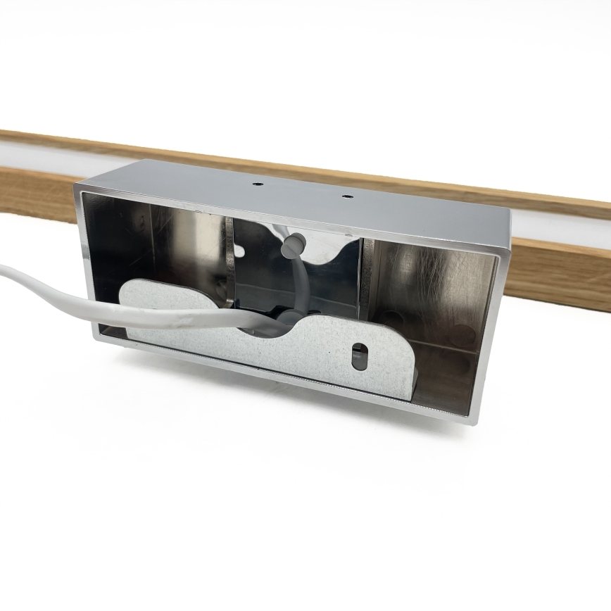 Brilagi - LED Bathroom Mirror Light WOODY MIRROR 3-in-1 LED/12W/230V 60 cm IP44 Polished Chrome/Oak