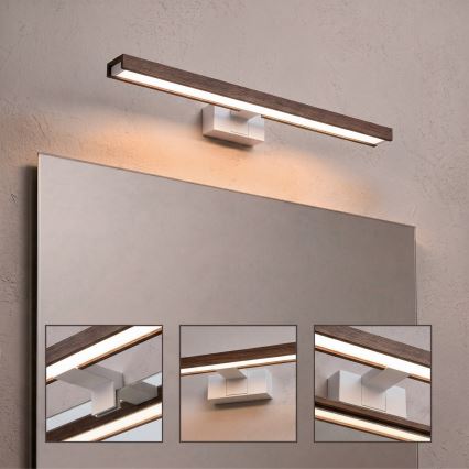 Brilagi - LED bathroom mirror light WOODY MIRROR 3-in-1 LED/12W/230V 60 cm IP44 white/oak walnut