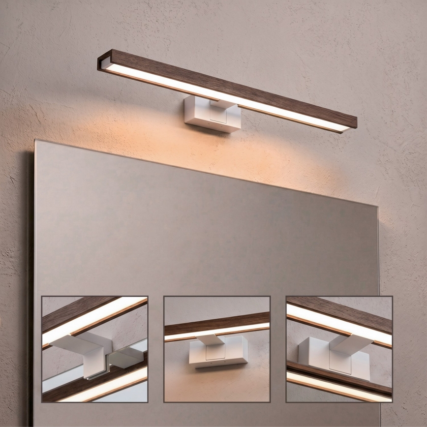 Brilagi - LED bathroom mirror light WOODY MIRROR 3-in-1 LED/12W/230V 60 cm IP44 white/oak walnut