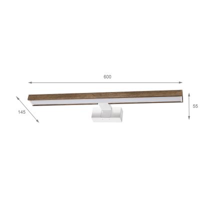 Brilagi - LED bathroom mirror light WOODY MIRROR 3-in-1 LED/12W/230V 60 cm IP44 white/oak walnut