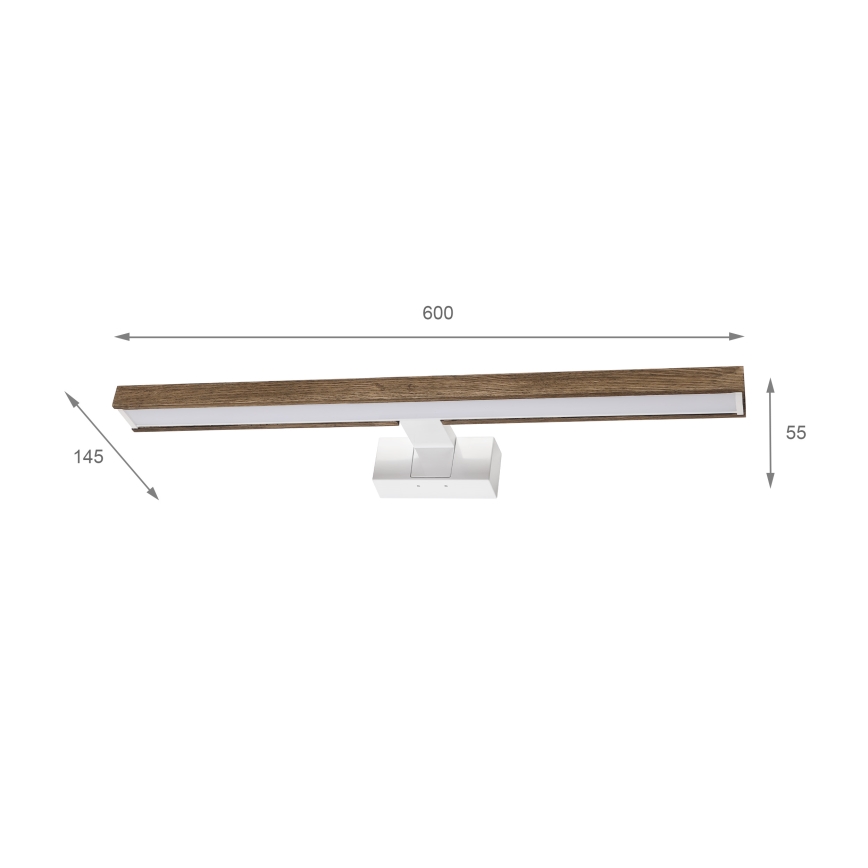 Brilagi - LED bathroom mirror light WOODY MIRROR 3-in-1 LED/12W/230V 60 cm IP44 white/oak walnut