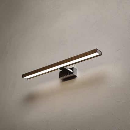 Brilagi - WOODY MIRROR 3-in-1 LED Bathroom Mirror Light LED/12W/230V 60 cm IP44 Glossy Chrome/Oak Walnut