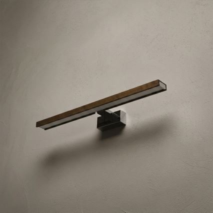 Brilagi - WOODY MIRROR 3-in-1 LED Bathroom Mirror Light LED/12W/230V 60 cm IP44 Glossy Chrome/Oak Walnut