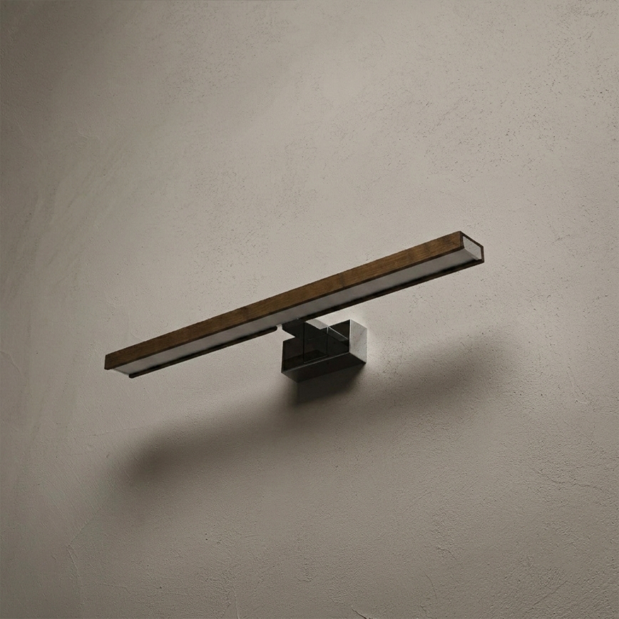Brilagi - WOODY MIRROR 3-in-1 LED Bathroom Mirror Light LED/12W/230V 60 cm IP44 Glossy Chrome/Oak Walnut