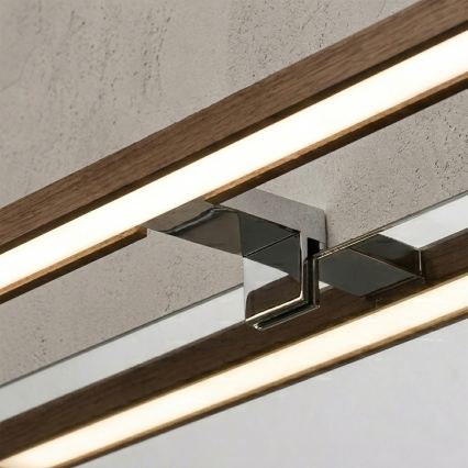 Brilagi - WOODY MIRROR 3-in-1 LED Bathroom Mirror Light LED/12W/230V 60 cm IP44 Glossy Chrome/Oak Walnut