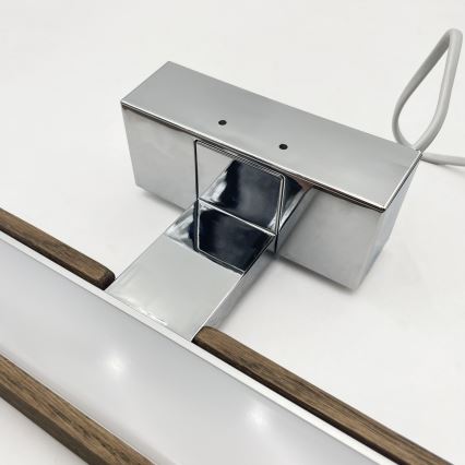 Brilagi - WOODY MIRROR 3-in-1 LED Bathroom Mirror Light LED/12W/230V 60 cm IP44 Glossy Chrome/Oak Walnut