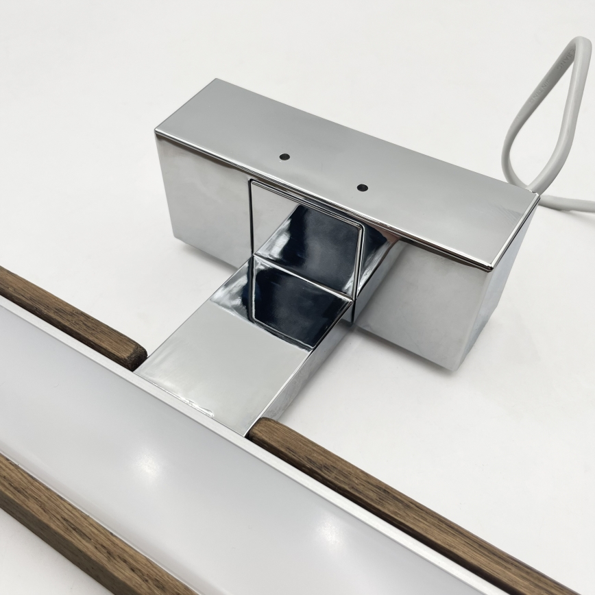 Brilagi - WOODY MIRROR 3-in-1 LED Bathroom Mirror Light LED/12W/230V 60 cm IP44 Glossy Chrome/Oak Walnut
