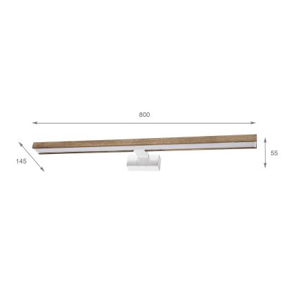 Brilagi - LED Bathroom Mirror Light WOODY MIRROR 3-in-1 LED/15W/230V 80 cm IP44 white/oak walnut