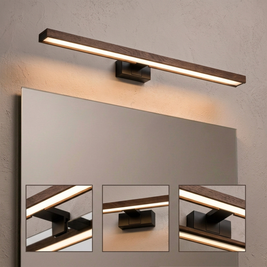 Brilagi - WOODY MIRROR 3-in-1 LED Bathroom Mirror Light LED/15W/230V 80 cm IP44 black/oak-walnut