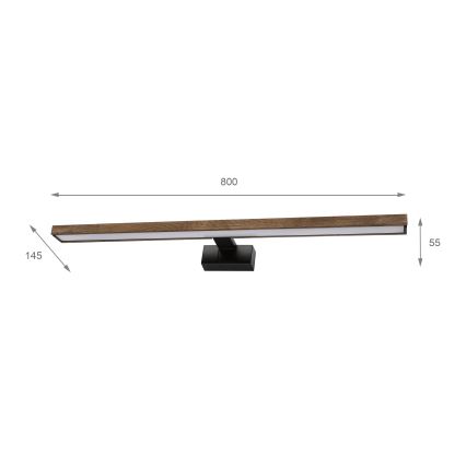 Brilagi - WOODY MIRROR 3-in-1 LED Bathroom Mirror Light LED/15W/230V 80 cm IP44 black/oak-walnut