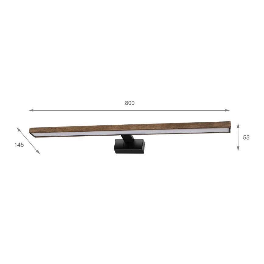 Brilagi - WOODY MIRROR 3-in-1 LED Bathroom Mirror Light LED/15W/230V 80 cm IP44 black/oak-walnut