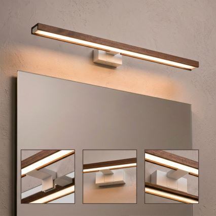 Brilagi - WOODY MIRROR 3-in-1 LED Bathroom Mirror Light LED/15W/230V 80 cm IP44 White/Oak Cherry
