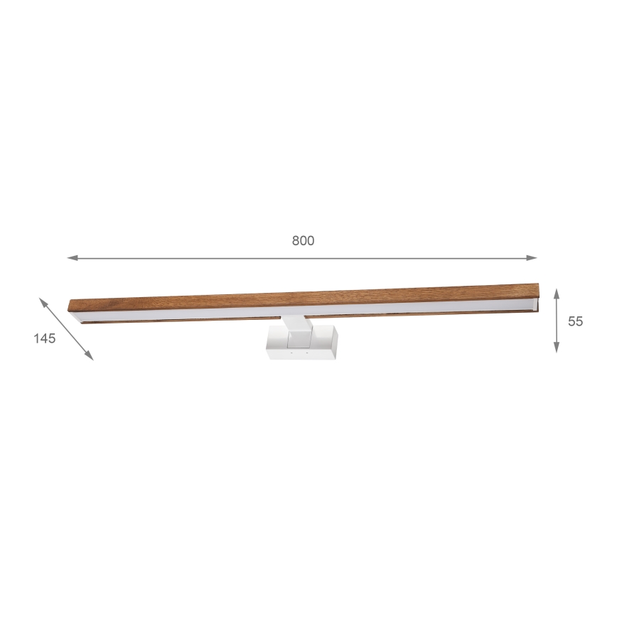 Brilagi - WOODY MIRROR 3-in-1 LED Bathroom Mirror Light LED/15W/230V 80 cm IP44 White/Oak Cherry