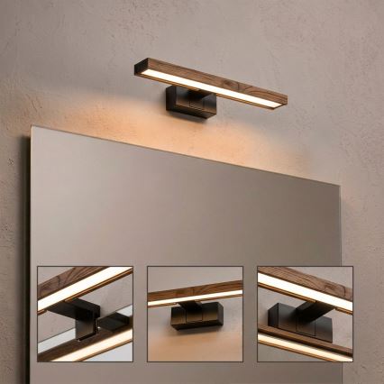 Brilagi - WOODY MIRROR 3-in-1 LED Bathroom Mirror Light LED/8W/230V 40 cm IP44 Black/Oak