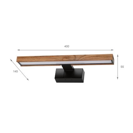 Brilagi - WOODY MIRROR 3-in-1 LED Bathroom Mirror Light LED/8W/230V 40 cm IP44 Black/Oak