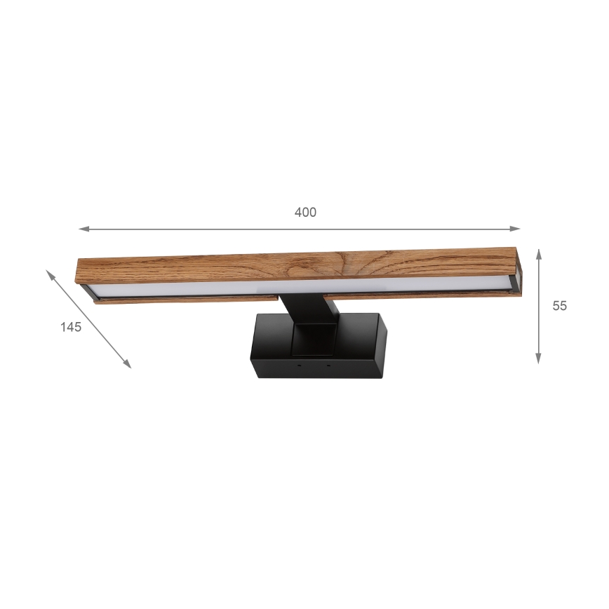 Brilagi - WOODY MIRROR 3-in-1 LED Bathroom Mirror Light LED/8W/230V 40 cm IP44 Black/Oak