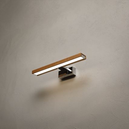 Brilagi - LED bathroom mirror light WOODY MIRROR 3-in-1 LED/8W/230V 40 cm IP44 glossy chrome/oak