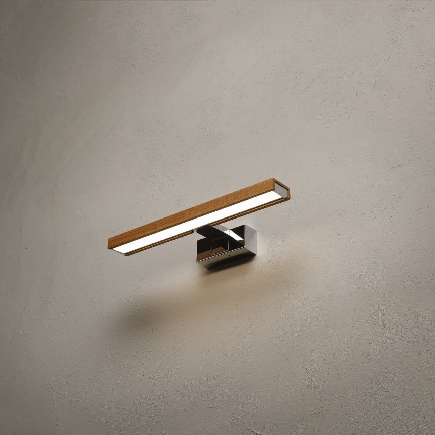 Brilagi - LED bathroom mirror light WOODY MIRROR 3-in-1 LED/8W/230V 40 cm IP44 glossy chrome/oak