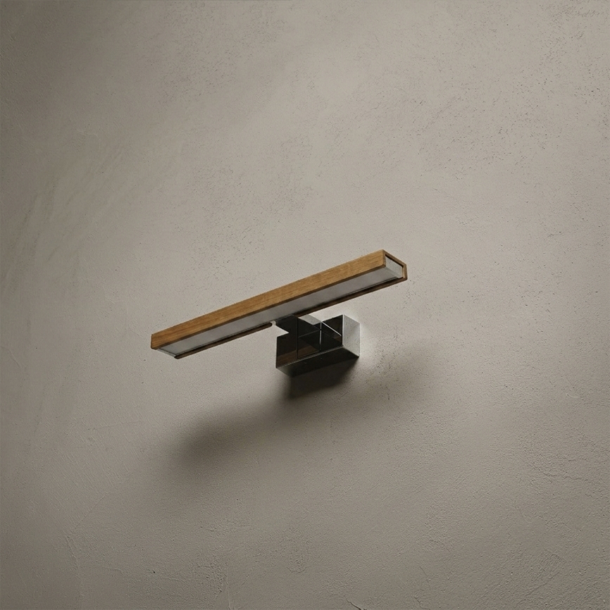 Brilagi - LED bathroom mirror light WOODY MIRROR 3-in-1 LED/8W/230V 40 cm IP44 glossy chrome/oak