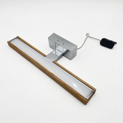 Brilagi - LED bathroom mirror light WOODY MIRROR 3-in-1 LED/8W/230V 40 cm IP44 glossy chrome/oak