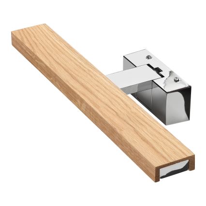 Brilagi - LED bathroom mirror light WOODY MIRROR 3-in-1 LED/8W/230V 40 cm IP44 glossy chrome/oak