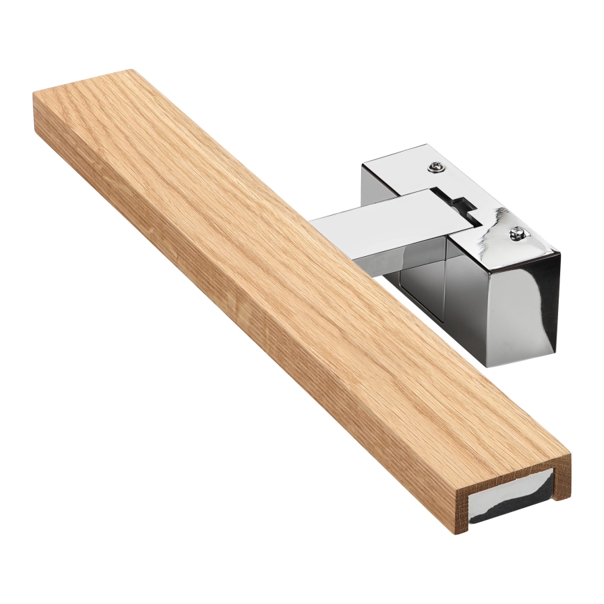 Brilagi - LED bathroom mirror light WOODY MIRROR 3-in-1 LED/8W/230V 40 cm IP44 glossy chrome/oak