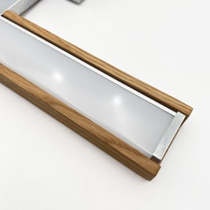 Brilagi - LED bathroom mirror light WOODY MIRROR 3-in-1 LED/8W/230V 40 cm IP44 glossy chrome/oak